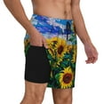 thumbnail image 3 of Gaeub Landscape With Sunflowers Mens Swim Trunks Stretch Beach Shorts Quick Dry for Men Swim Shorts Swimwear with Pockets- Small, 3 of 9