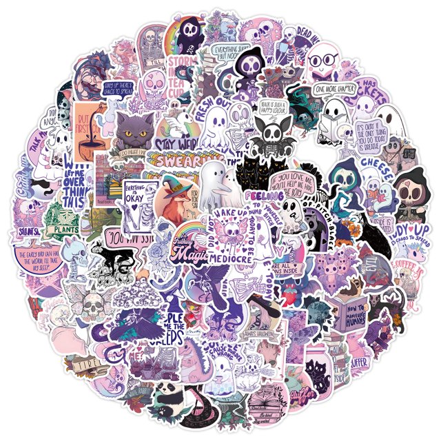 Calcomanías de vinilo impermeables con forma de calavera, 100 unidades por lote