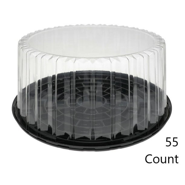 Pactiv Showcake APET Plastic Round Cake Container Black/Clear, 10.75" Inside x 12" Outside 55