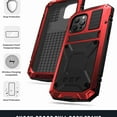 thumbnail image 5 of Dteck iPhone 13 Pro Max 5G Metal case with Kickstand Screen Protector Case Sturdy Military Armor Durable Full Body Heavy Duty Shockproof Drop Tested Outdoor Case for iPhone 13 Pro Max (Red), 5 of 8