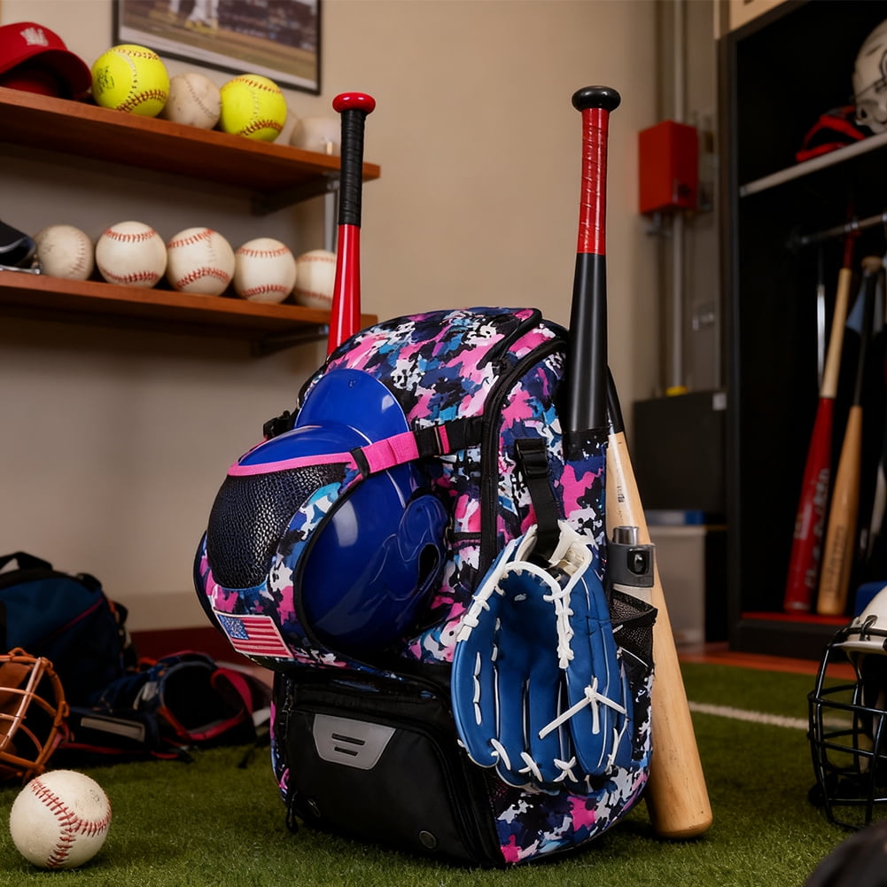 Yucurem Large Capacity Baseball Backpack with Shoe Compartment for Youth Adults, Lightweight Baseball Bag with Fence Hook for T-Ball Gear, Helmet, Glove (43L)