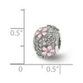 thumbnail image 4 of Reflection Beads Sterling Silver White CZ w/ Pink Enamel Flowers Round Charm, 4 of 6