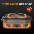 thumbnail image 5 of Sunvivi Electric Roaster Oven, 20 QT Roaster with 3 Compartments and Self-Basting Lid, Turkey Roaster Oven with 150-450Â°F Full-Range Temperature Control, Removable Pan & Rack, Silver, 5 of 6