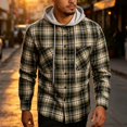 thumbnail image 2 of YODETEY Men’s Hooded Plaid Flannel Shirt Jacket, Midweight Casual Long Sleeve Plaid Shacket, Big and Tall ,Size M-4XL, 2 of 10