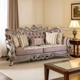 thumbnail image 5 of Benjara Aboi Sofa- 5 Accent Pillows- Purple Velvet- Carved Details- 95", 5 of 9