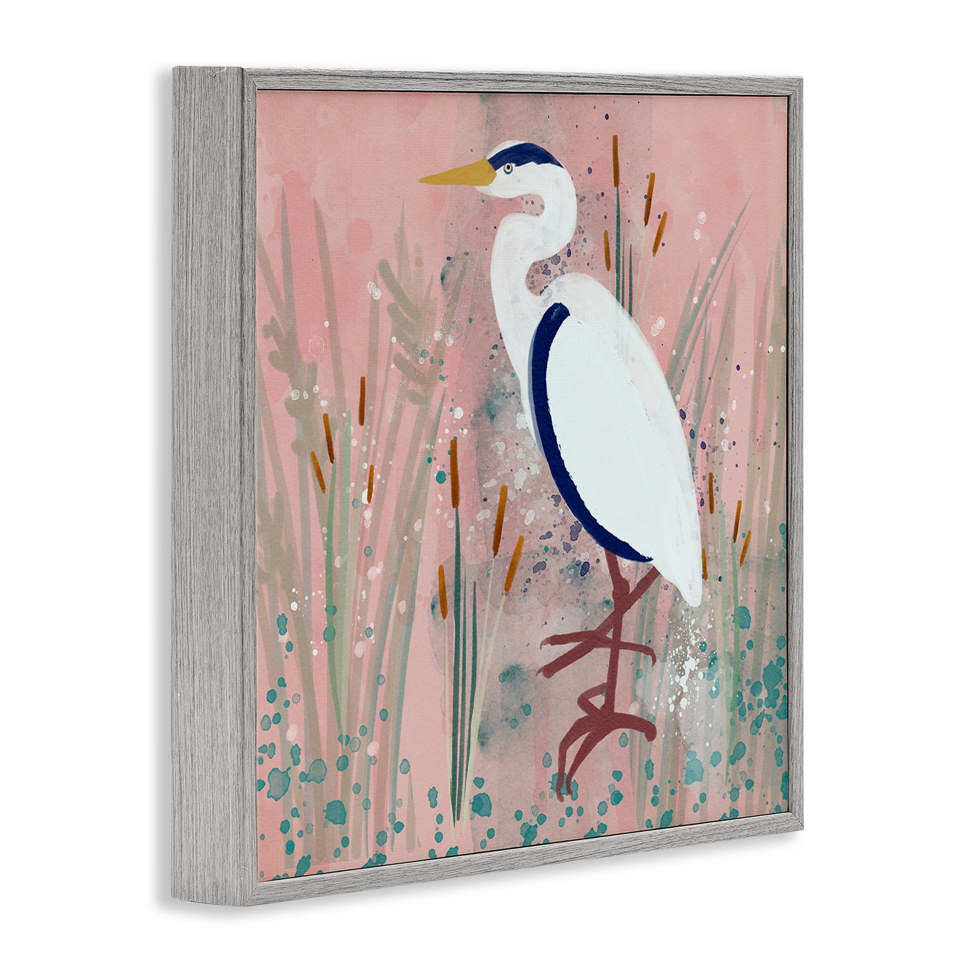 Stupell Industries Coastal White Bird Animals & Insects Painting Gray Framed Art Print Wall Art, 24 x 24