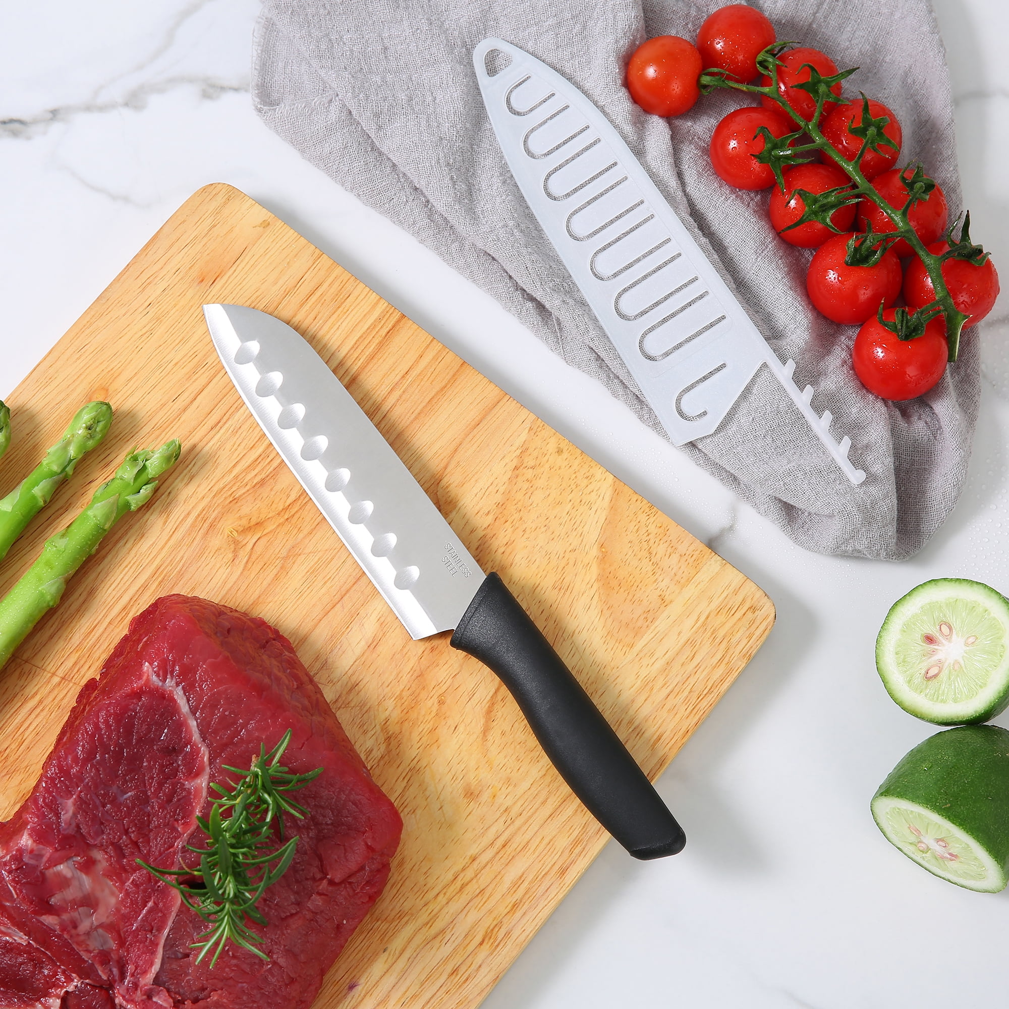 Couteau de cuisine Santoku en acier inoxydable de 7 po de Mainstays
