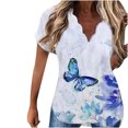 thumbnail image 1 of Camisetas informales de manga corta con cuello en V y estampado de verano para mujer Fridja  ghk5923, 1 of 8