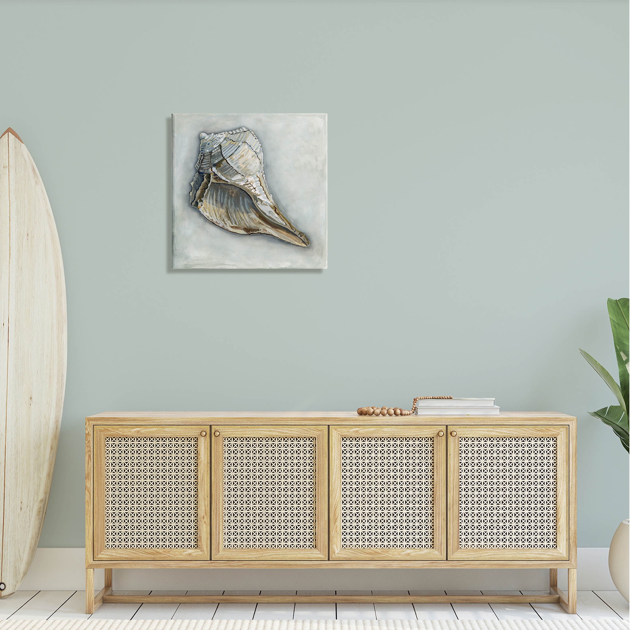 Stupell Industries Nautical Conch Shell Painting Gallery Wrapped Canvas Print Wall Art, Design by Erica Christopher