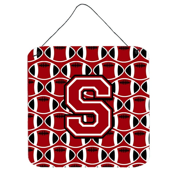 Letter S Football Red Black and White Wall or Door Hanging Prints