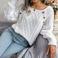 thumbnail image 3 of Women'S Casual Leopard Print Knitted Pullover Sweaters Long Sleeve Crew Neck Jumper Tops White L, 3 of 7