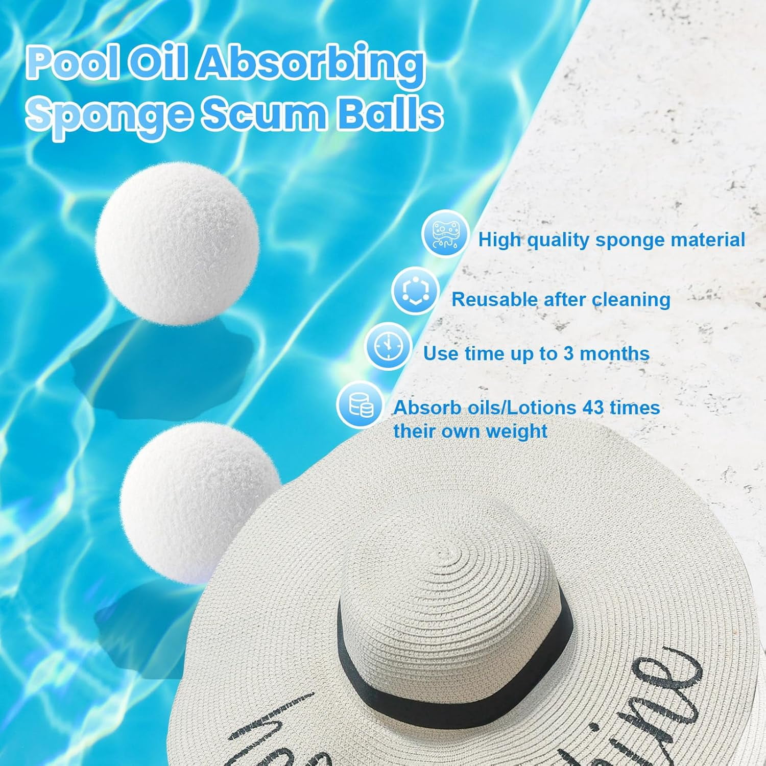 6 Pack Hot Tub Scum Absorber,Reusable Pool Scum Absorber for Spa Hot Tub, Washable Scum Absorber Prolongs Filter Life