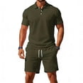 thumbnail image 6 of TaTaai Mens Two Piece Set Mens Solid Color Short Sleeve Shirt with Drawstring Shorts Casual Sports Summer Set Gift, 6 of 6