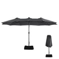thumbnail image 3 of Mondawe 15ft Patio Umbrella Rectangular Outdoor Market Umbrella with Base and LED Lights Dark Gray, 3 of 7