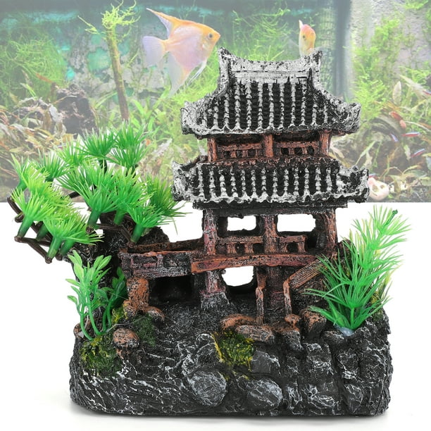 LAFGUR Artificial House Resin Rockery Fish Tank Landscape Ornament Aquarium  Decoration 