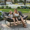 thumbnail image 3 of RADIATA 2 Person Indoor Papasan Rocking Chair with Cushion, Oversized Double Recliner Rocker,loveseat for Living Room, Bedroom, or Study Room，Gray, 3 of 8