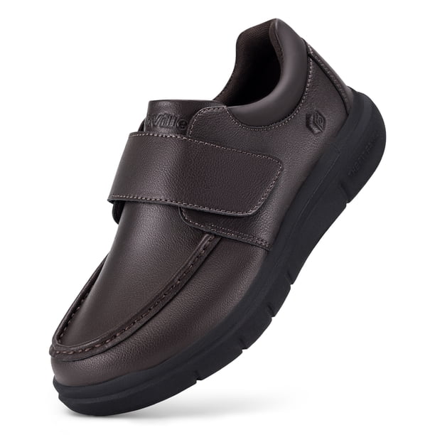 FitVille Zapatos de cuero de ajuste ancho para hombres Zapatos para caminar para diabéticos Zapatos Oxford Zapato de negocios formal Cómodo uso todo el día
