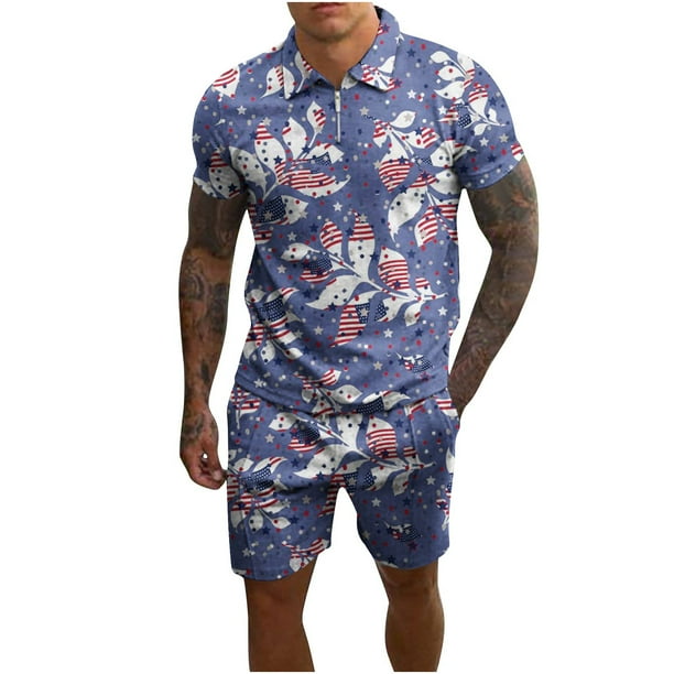 XMMSWDLA Mens Short Sets 2 Piece Outfits Fashion Summer Tracksuits