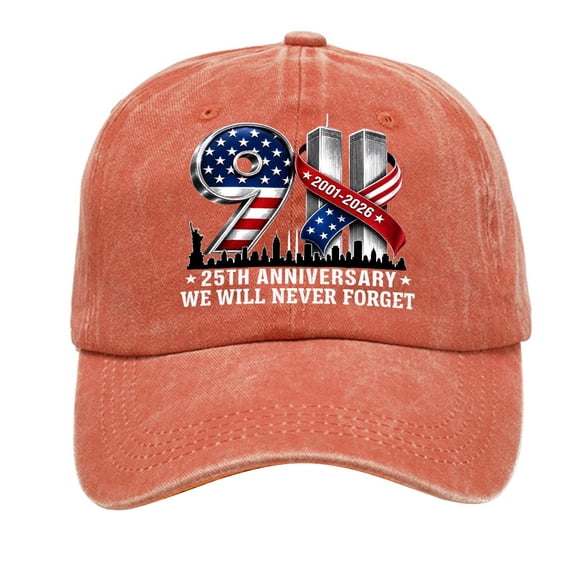 911 Patriot Tribute Baseball Cap, We Will Never Forget 3D Graphic Print Hat, Unisex Adjustable Adult Baseball Hat for Remembrance Ceremonies & Everyday Casual Wear