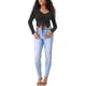 thumbnail image 2 of INSPIRAR CHIC Blusas Cortas de Cuello en V con Cordón y Fruncido para Mujeres Y2K L Negro, 2 of 6