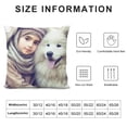 thumbnail image 5 of Autua Samoyed Dog Girl Bonding Graphic Decorative Throw Pillow Cover for Home Couch Living Room Bed Sofa Soft and Durable All Year Round Use 1PC 24x24in, 5 of 5