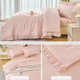 thumbnail image 5 of URBONUR 5Pcs Blush Pink King Bed in a Bag Ruffle Comforter Sets for Women Soft Lightweight Bedding Comforter Set Farmhouse Bed Sets for All Season(Blush Pink King), 5 of 10