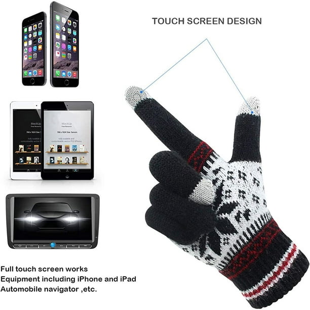 Winter Gloves for Women Touch Screen Gloves Ladies Knitted Gloves Thermal Lining Warm Mittens Gloves