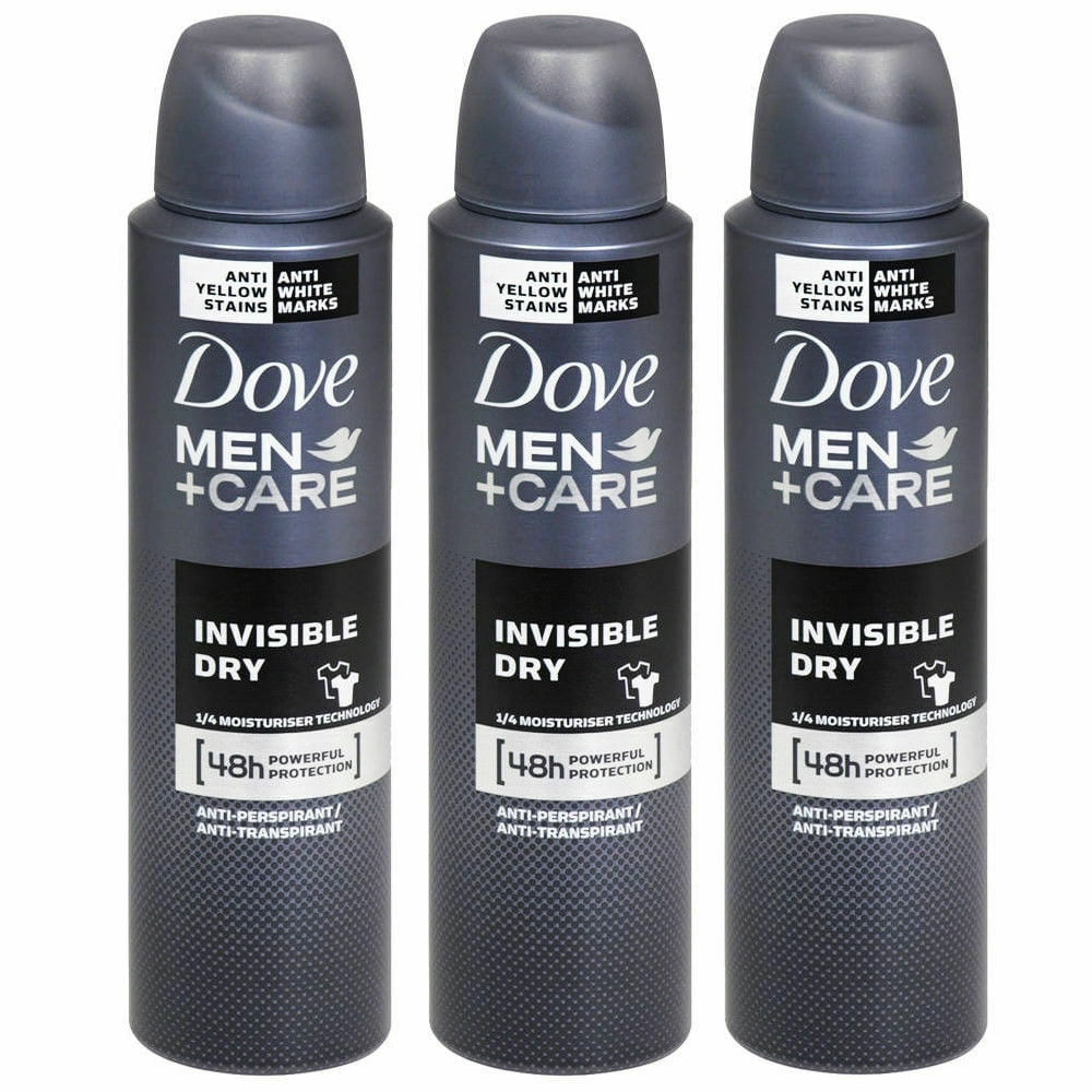 3 Pack Dove Men Invisible Dry Anti Perspirant 48 Hr Deodorant Spray 150ml