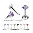 thumbnail image 1 of Internally Threaded Surgical Steel 16G 5/16 Labret with Prong Set Square Cut Gem, 1 of 1