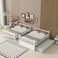 thumbnail image 5 of Full Over Full Bunk Bed with Trundle, Wood Bunk Bed with Safety Guardrail & Ladders, Separates Into 2 Full Size Platform Bed, Trundle Bunk Bed For Teens Adults (White), 5 of 10