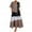 #1 Khaki, variant on Maxi Dresses, A-Line Long Sleeve Maxi Crew Neck, Women Retro Dress Patchwork Women's Plus, Brown Size XL
