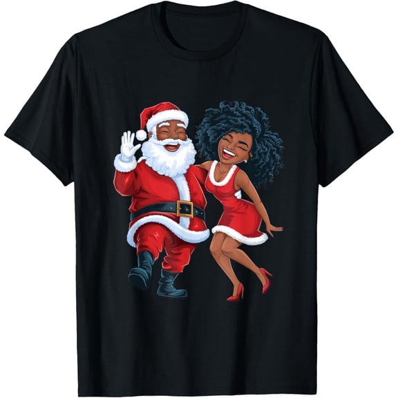 Dancing African American Santa & Mrs. Claus Christmas T-Shirt