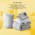 thumbnail image 7 of IGI Queen Size 7 Piece Comforter Set | Bed in a Bag for Unisex Adult | White/Light Gray, 7 of 7