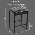 thumbnail image 2 of 26 Inch Backless Bar Stools Set of 2, Modern Faux Leather Counter Stools with Metal Frame, Upholstered Square Bar Chairs for Kitchen Island(Black, Set of 2), 2 of 8