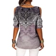 thumbnail image 3 of Blouses à Manches Courtes pour Femmes Mode Été Col en V Loisirs Manches Courtes Hauts Imprimés Blouses à Manches Courtes pour Femmes, 3 of 6