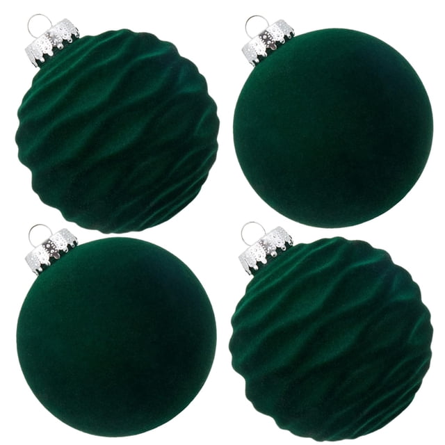 Cristbest Bolas De Navidad De Terciopelo Grandes Colgantes Inastillables Adornos De Árbol De Navidad Para Colgar Árbol De Navidad, Decoraciones De Fiesta De Boda Y Decoración Del Hogar (Verde Oscuro 4