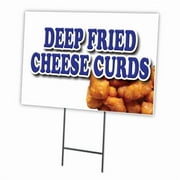 Deep Fried Cheese Curds 24" x 36" Yard Sign & Stake | Advertise Your Business | Stake Included Double Sided Image | Made in The USA