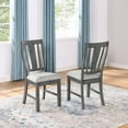 thumbnail image 3 of Rustic Gray Wood Linen Upholstered Dining Side Chairs Set of 2, 3 of 3