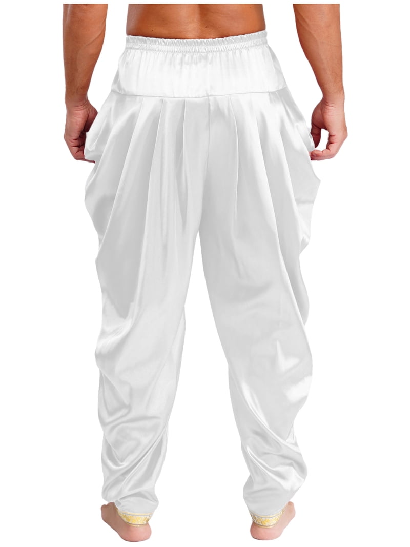 Miutii Men Satin Baggy Harem Palazzo Pants South Indian Dhoti Wrap