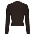 thumbnail image 5 of Women Ribbed Knit Crop Cardigan Round Neck Long Sleeve Button Up Sweater Casual Fashion Lightweight Slim Fit Tops, 5 of 5