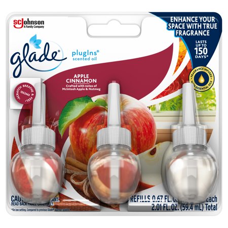 Glade PlugIns Scented Oil Refill Apple Cinnamon, Essential Oil Infused