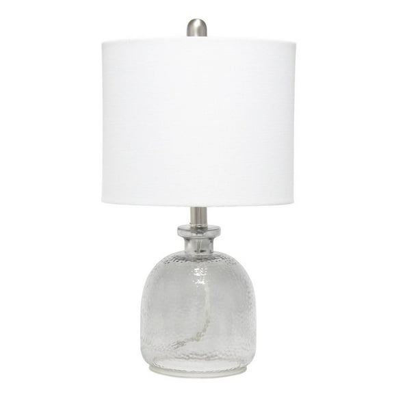Lalia Home Glass Hammered Jar Table Lamp in Smokey Gray with White Shade