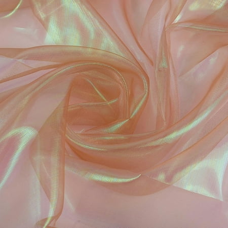 NAMZI 1.1Yard x 59in Magic Laser Holographic Fabric Iridescent Sequin Gradient Organza Lace Ideal for Wedding Photography Backdrops Party DIY Supplies Light Brown