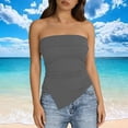 thumbnail image 6 of KyCheLot Tube Tops for Women Fitted Strapless Bandeau Pleated Asymmetrical Hem Tops Trendy Summer Beach Tank Tops, 6 of 8