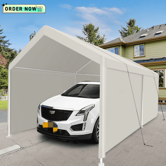 Tcbosik Carport, 12x20ft Heavy Duty Car Canopy, Garage Tent for Car Boat Truck Motorcycle, White