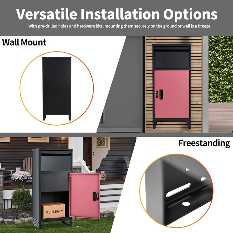 Large Outdoor Package Delivery Box With Lock - 17.7"L X 15"W X 39.4"H, Weatherproof & Anti-Theft Porch Drop Box