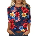 thumbnail image 2 of Utoimkio American Flag T Shirt for Women 3/4 Sleeve Graphic Shirts Crew Neck Red White and Blue Tee Tops Casual Fourth of July Outfits Size S-5XL, 2 of 5