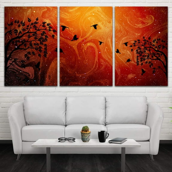 wall26 3 Panel Canvas Wall Art Starry Space Pictures Home Wall Decorations for Bedroom Living Room Paintings Canvas Prints Framed - 24"x36" x 3 Panels