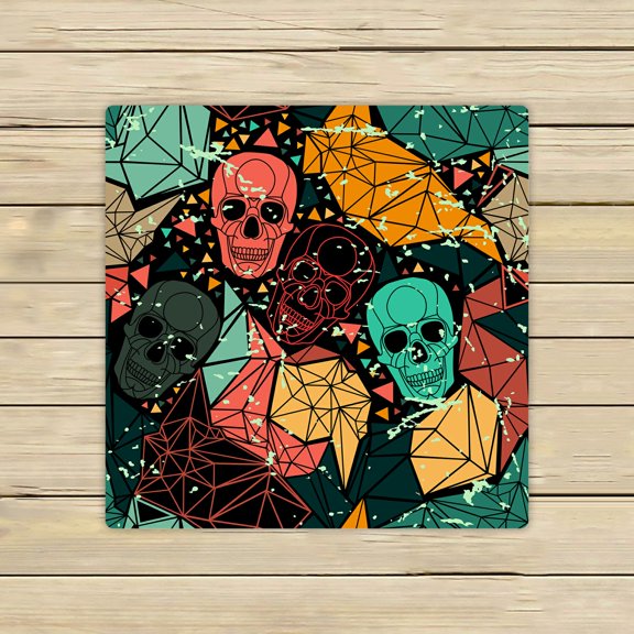 ECZJNT Skull with floral geometric ornament Beach Bath Towels Shower Towel For Home Outdoor Travel 13x13 Inch