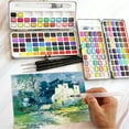 thumbnail image 2 of pitrice Professionals Solid Watercolor Paint Set Hobbyists Painters Drawing Supply Adults Travel for Water Brushes Nylon Students Adults Kids 90 Colors, 2 of 9